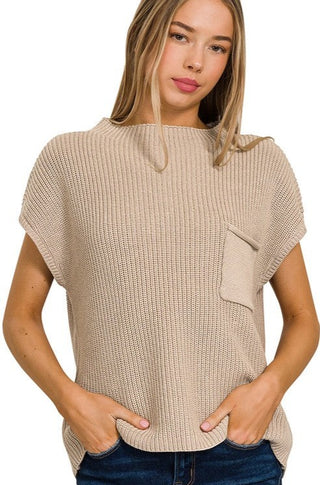 Caitlin Mock Neck Short Sleeve Sweater Top