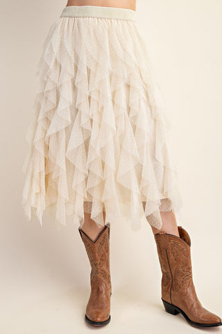 Champagne Dreams Tulle Midi Skirt