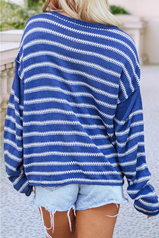 Sierra Striped Dropped Shoulder Sweater Top