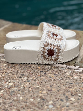 Peace and Love Crochet Platform Sandal