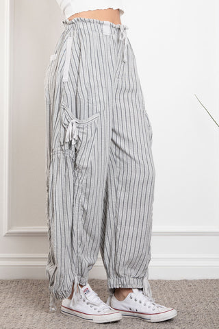 Lizzie Striped Cargo Drawstring Pants