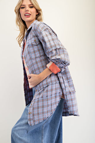 Laurel Oversized Washed Plaid Top