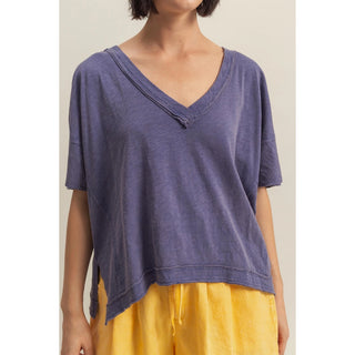 Randi Raw Edge V Neck Tee