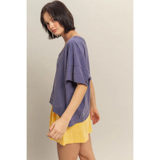 Randi Raw Edge V Neck Tee