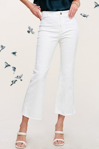 Judy White Cropped Flare Pants