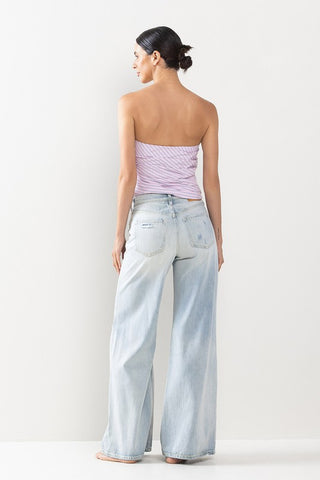 Amy Light Distressed Wide Leg Jeans
