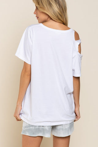 White One Shoulder Tee