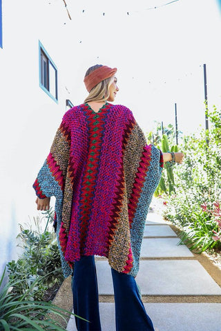 Boho Colorful Crocheted Ruana