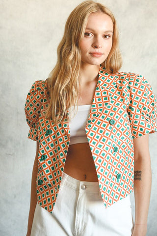 Retro Vibe Button Up Top