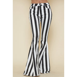 Black and Ivory Striped Flares